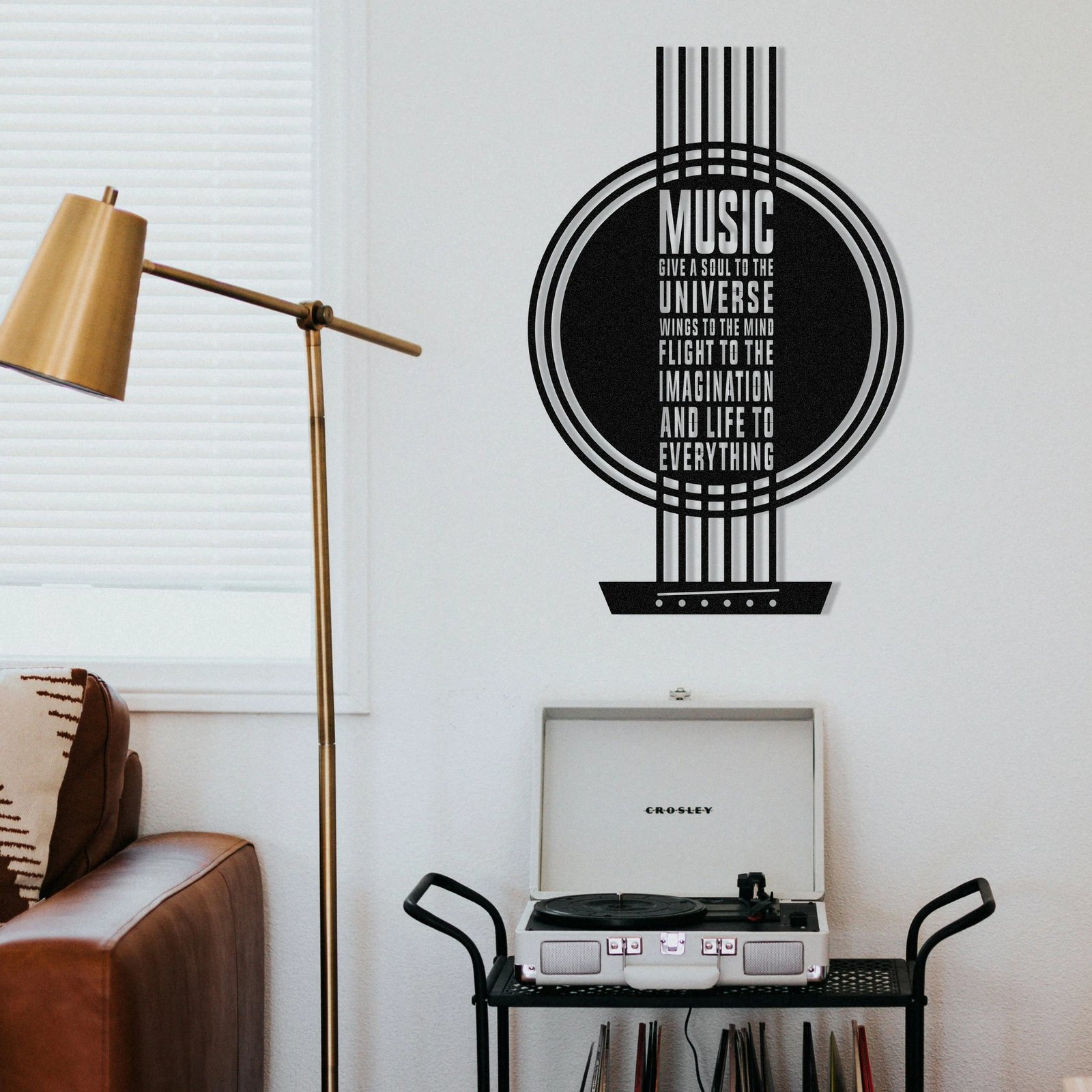 Aksesor dekorativ metalik për mur, Wallity My Music, ngjyrë e zezë, 40x60cm