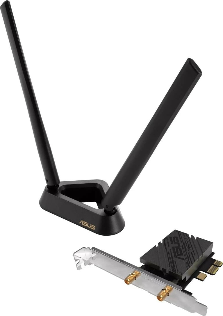 Kartë rrjeti WiFi Asus PCE-BE92BT, PCI-E, WiFi 7, Bluetooth 5.4, me 2 antena të jashtme, e zezë Kartë rrjeti WiFi Asus PCE-BE92BT, PCI-E, WiFi 7, Bluetooth 5.4, me 2 antena të jashtme, e zezë