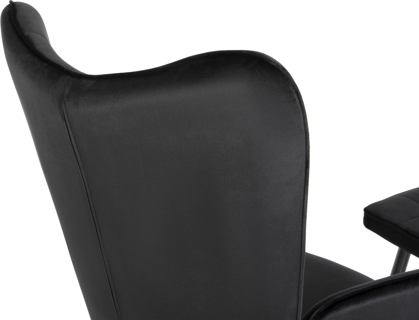 Karrige me mbështetëse për këmbë CRAWLEY FH8918.04, kadife e zezë, këmbë metalike, 70x57x103Hcm