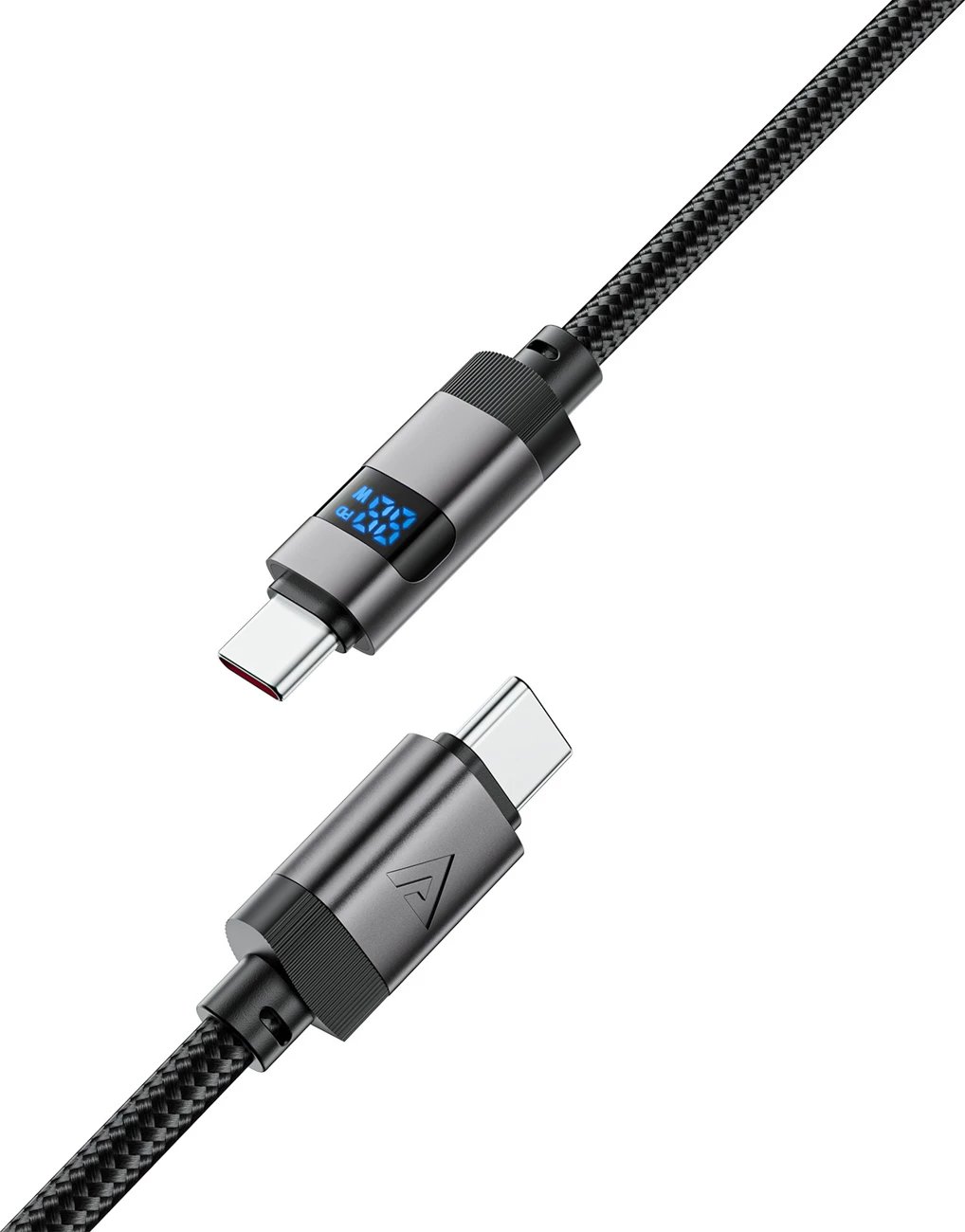 Kabllo Acefast C15-04 USB-C në USB-C me ekran LED, 1.2m, 60W, e zezë