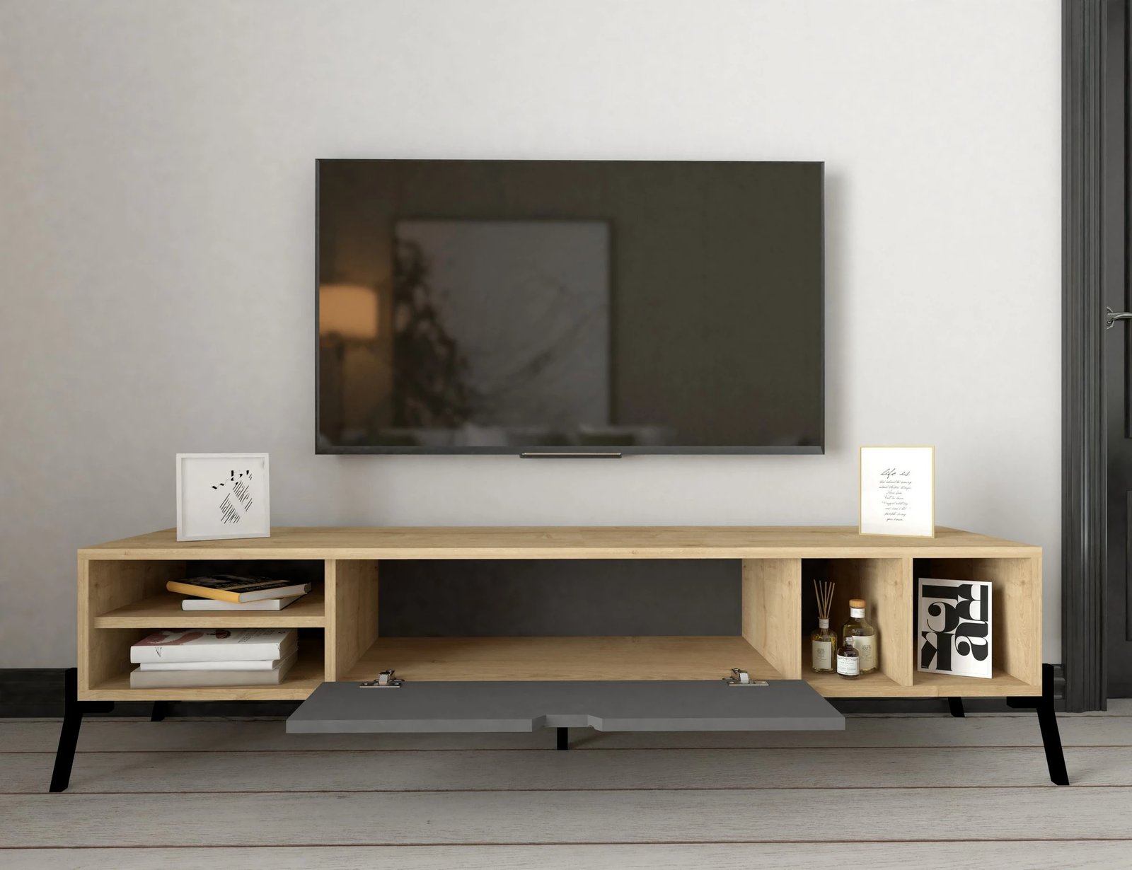 Set mobiljesh për dhomë dite, Ponuse, ngjyrë lis safir dhe antracit