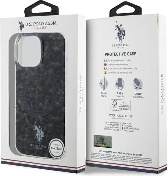 Mbështjellës U.S. Polo Assn. IML Ring MagSafe për iPhone 16 Pro Max, Zi