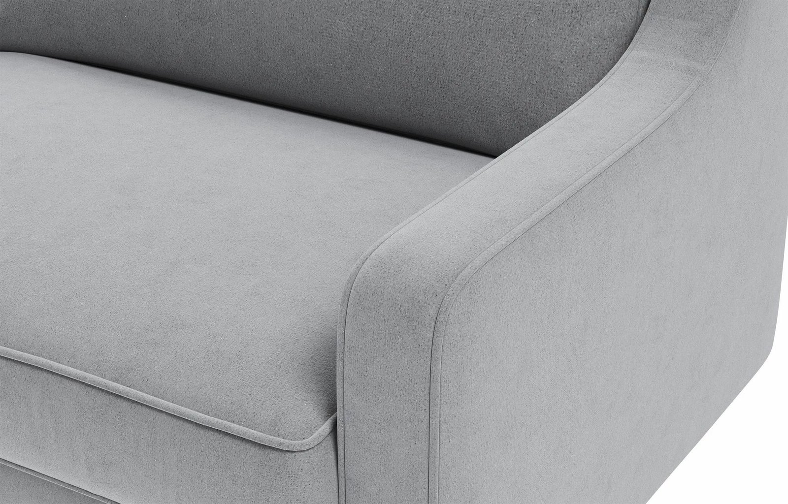 Divan treshe Robin Extra, ngjyrë gri mjegull, këmbë dru arre