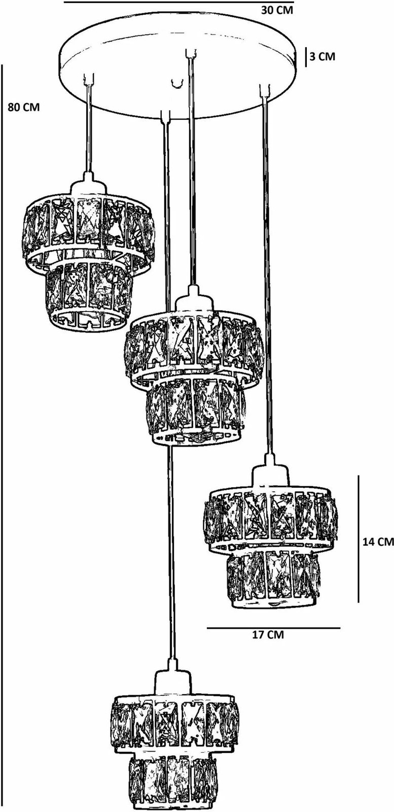 Llambadar Opviq, 9038-4, metal e xham, ngjyrë e zezë