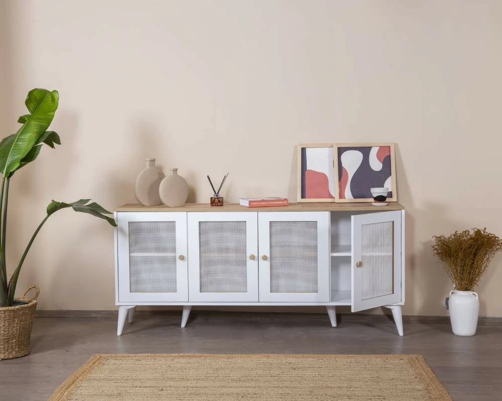 Konsol Calvin, ngjyrë e bardhë dhe lis, Skye Decor