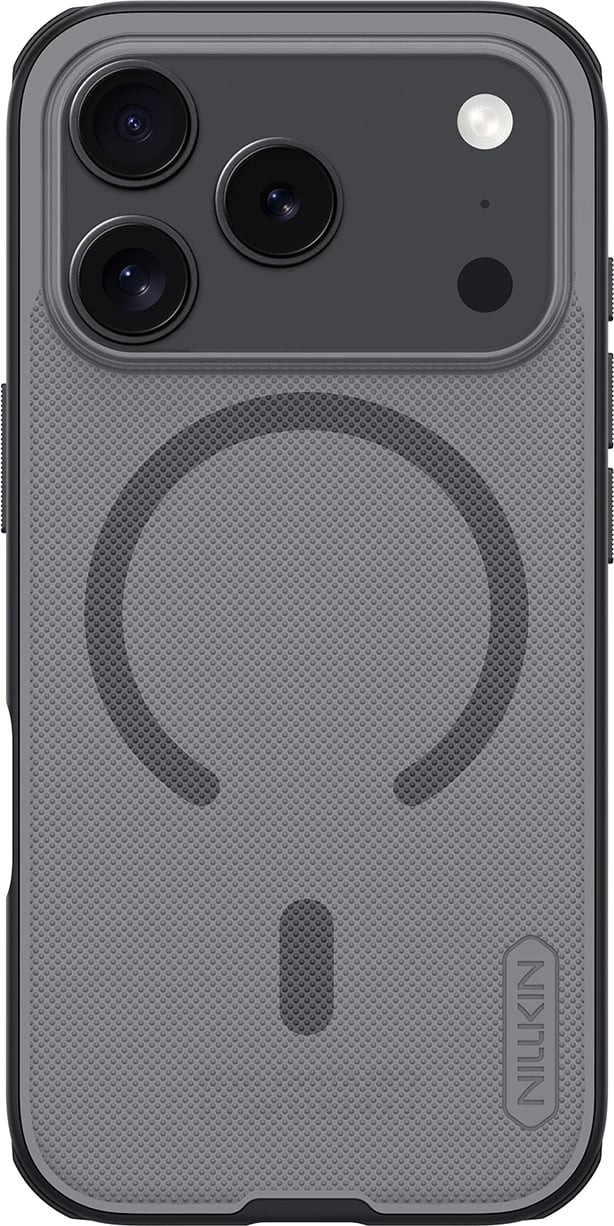 Mbështjellës Nillkin Super Frosted Shield Pro, për iPhone 17 Pro, MagSafe kompatibil, PC+TPU, e zezë transparente