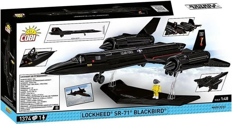 Set lego Cobi Klocki COBI-5891 Lockheed SR-71 Blackbird, 1374 pjesë, e zezë