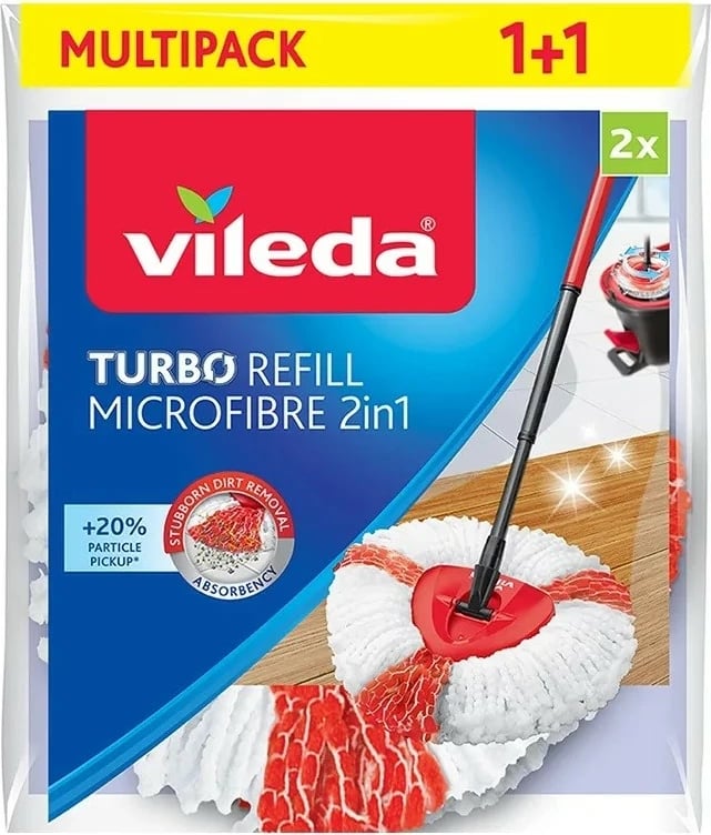 Jastëkë rezervë për mop rrotullues Vileda TURBO 2in1, 2 copë, Kuq/Bardhë
