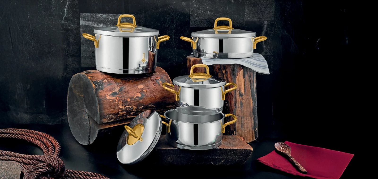 Set tenxheresh prej çeliku inoksi, 8 pjesë, Hermia Concept, Alya4060