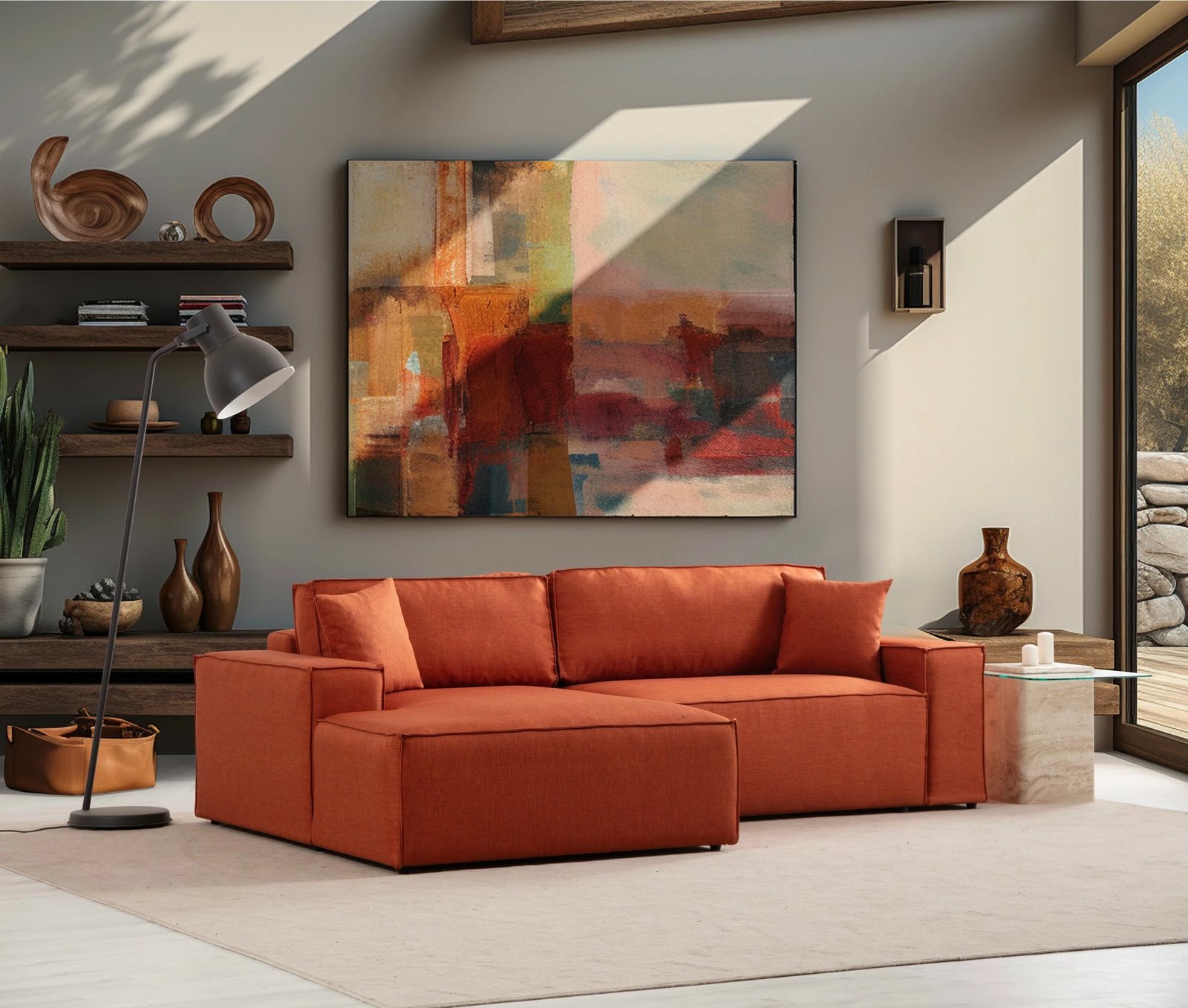 Kënd divan-krevat Atelier del Sofa, kënd i majtë, portokalli