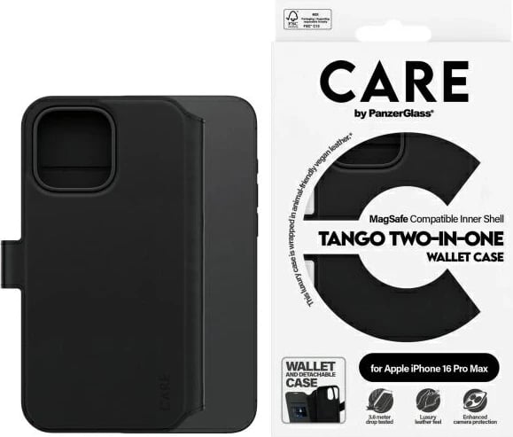Mbështjellës PanzerGlass CARE Tango 2in1 me MagSafe për iPhone 16 Pro Max, Zi