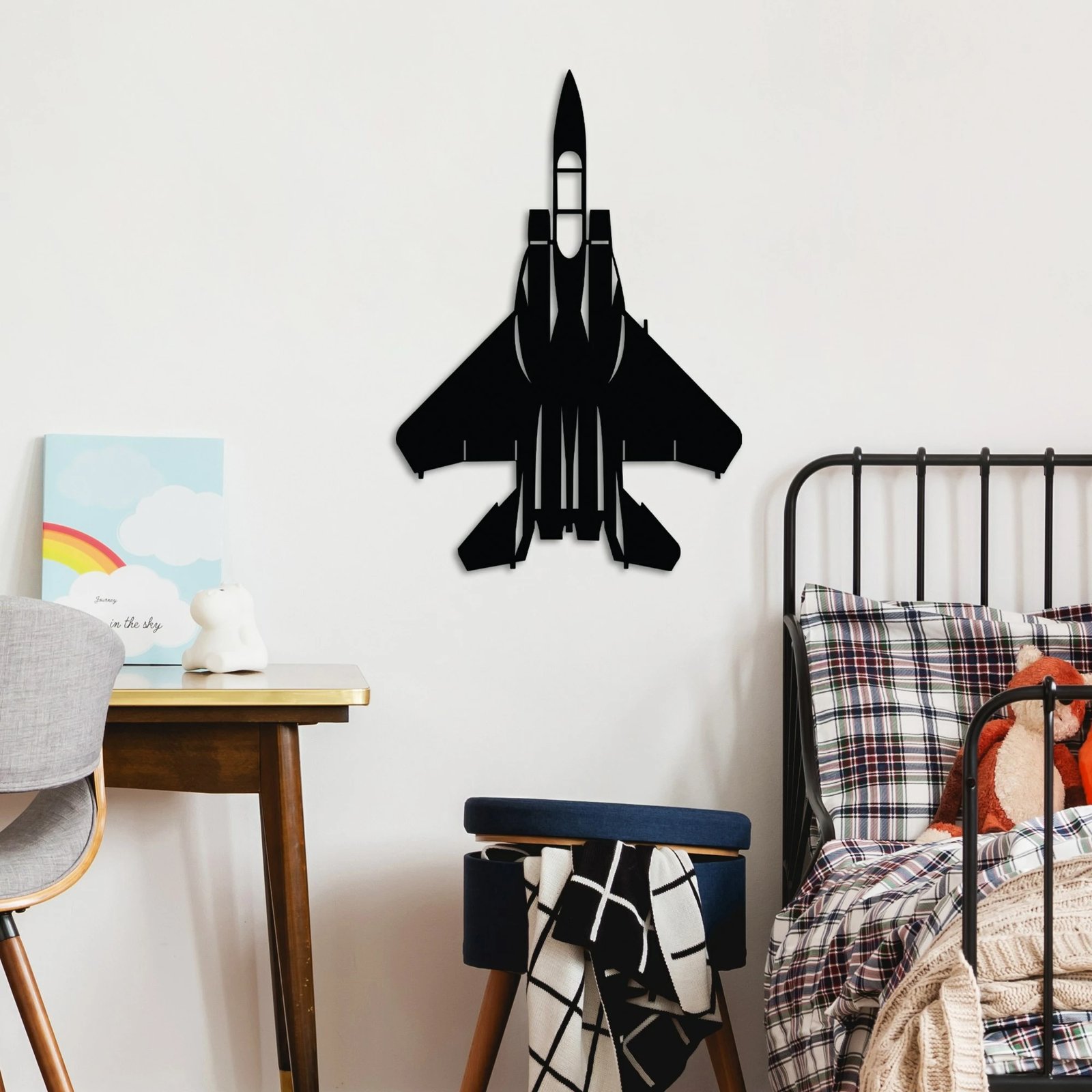 Aksesor dekorativ metalik për mur Wallity, F-15, ngjyrë e zezë, 60x42cm