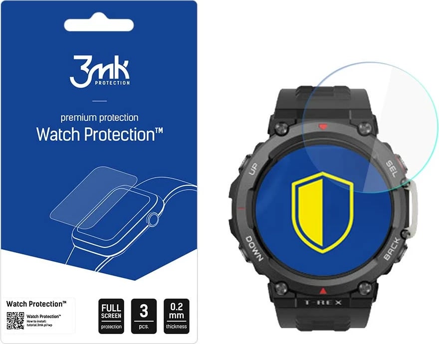 Mbrojtës ekrani për orë Xiaomi Amazfit T-Rex 2, 3mk Protection Watch Protection, FlexibleGlass Lite, Transparent, 3 copë