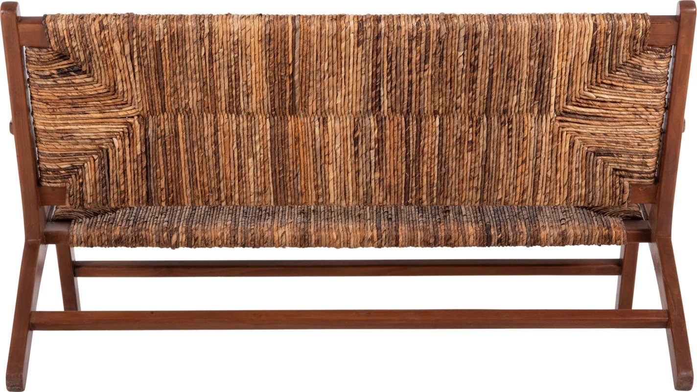Divan për jashtë 2-vendësh, dru teak, litar banane, 120x76x68,5 cm