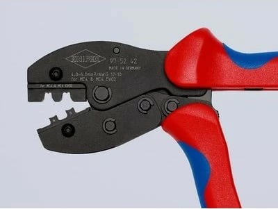 Vegël krimpimi Knipex PreciForce MC4/EVO2, doreza kuqe/blu