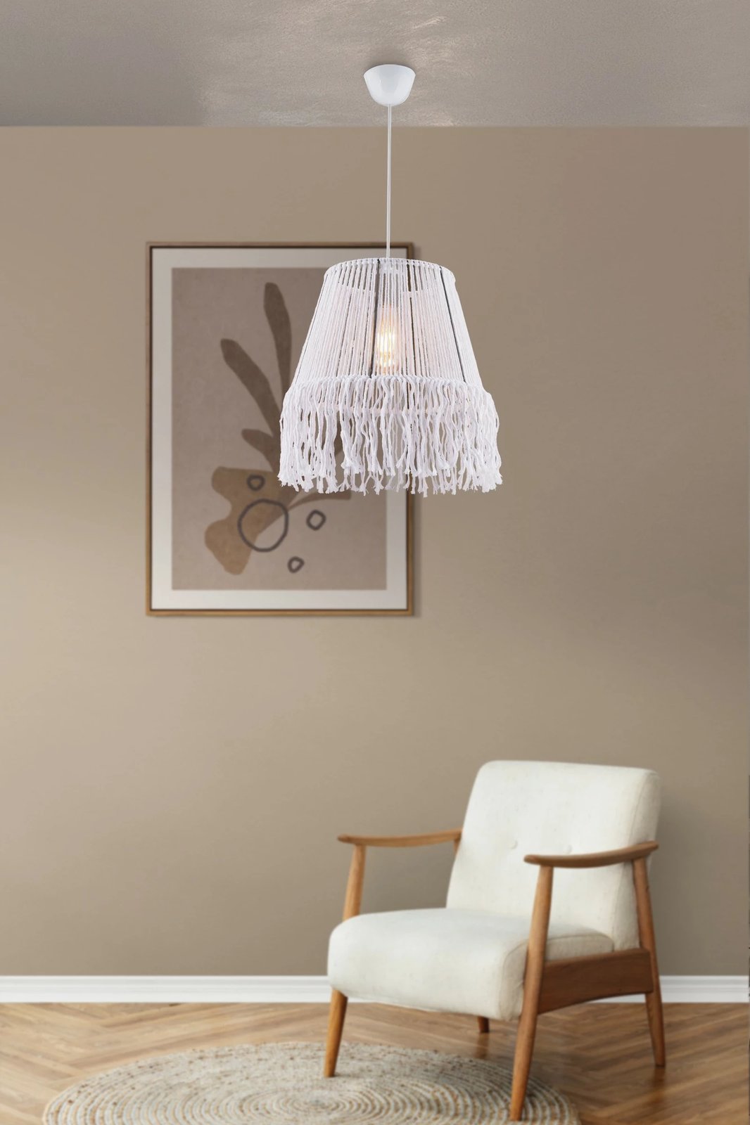 Llambë tavani Opviq, macrame e bardhë, Valance