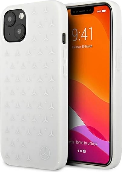 Mbështjellës Mercedes për iPhone 13, 6.1", Stars Pattern, i bardhë