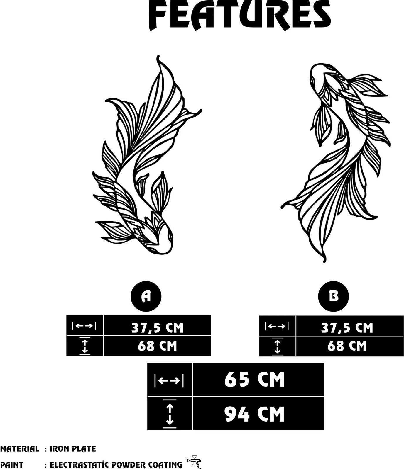 Aksesor dekorativ metalik për mur, Wallity, Verano