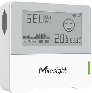 Sensor ambienti Milesight, IoT, Ekran E-Ink, Temperaturë, Lagështi, CO2