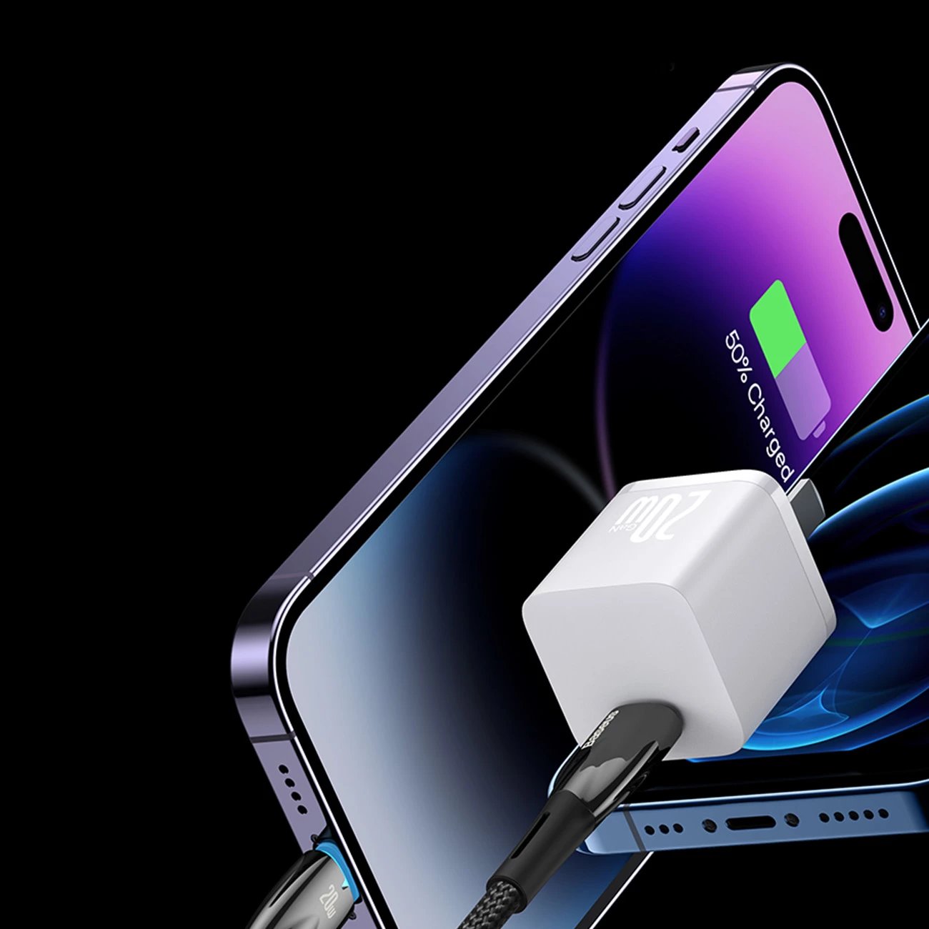 Kabllo karikimi e shpejtë Baseus Glimmer Series USB-C, 2m, 100W, 480Mbps, e zezë Kabllo karikimi e shpejtë Baseus Glimmer Series USB-C, 2m, 100W, 480Mbps, e zezë