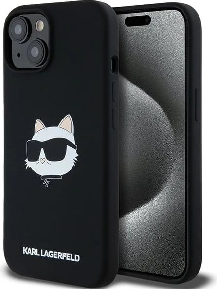 Mbështjellës Karl Lagerfeld Silicone Choupette Head MagSafe për iPhone 15/14/13, i zi