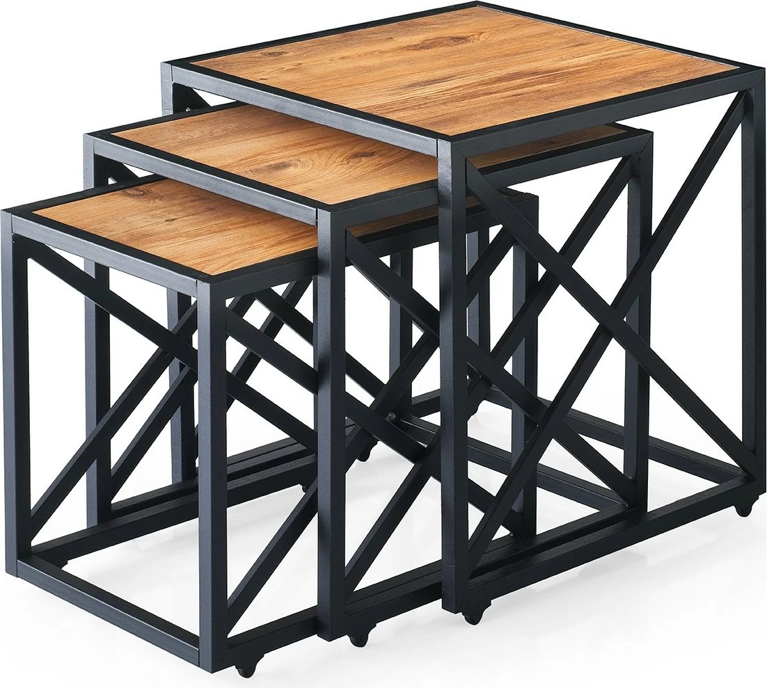 Set tavolinash të mbivendosura, ngjyrë pishë, Skye Decor, Fly - 9407