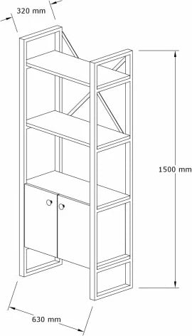Raft librash industrial, ngjyrë safir dhe e zezë, Milano