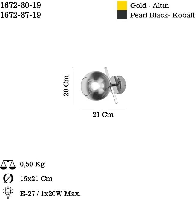 Llambë muri Opviq, Bena - 80-19, ngjyrë ari