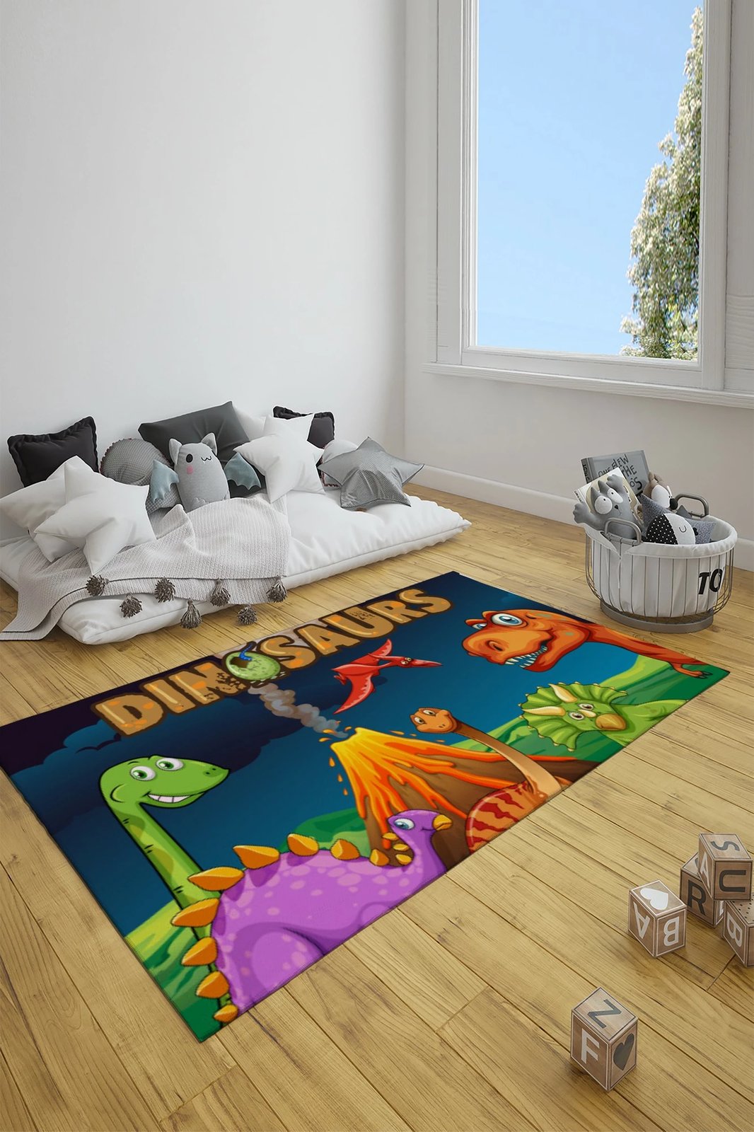 Qilim për fëmijë, shumëngjyrësh, dinosaur, 120x180cm, CT-3076