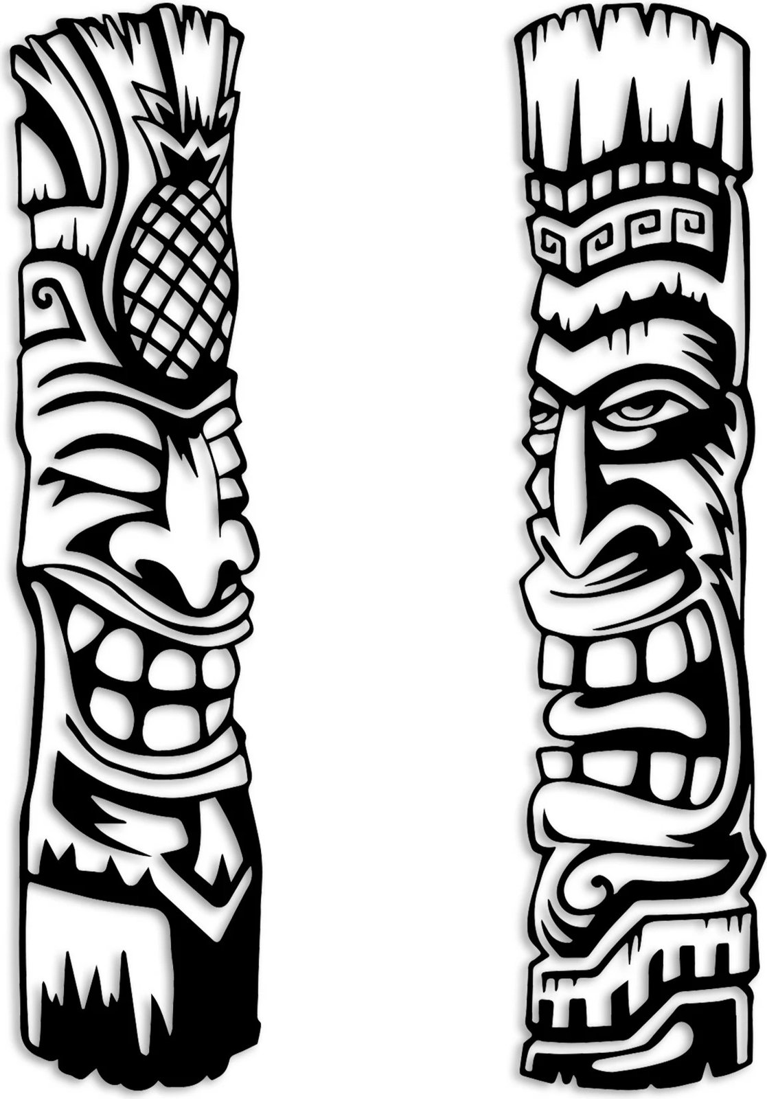 Aksesor dekorativ metalik për mur, Wallity, Tiki, 2 copë