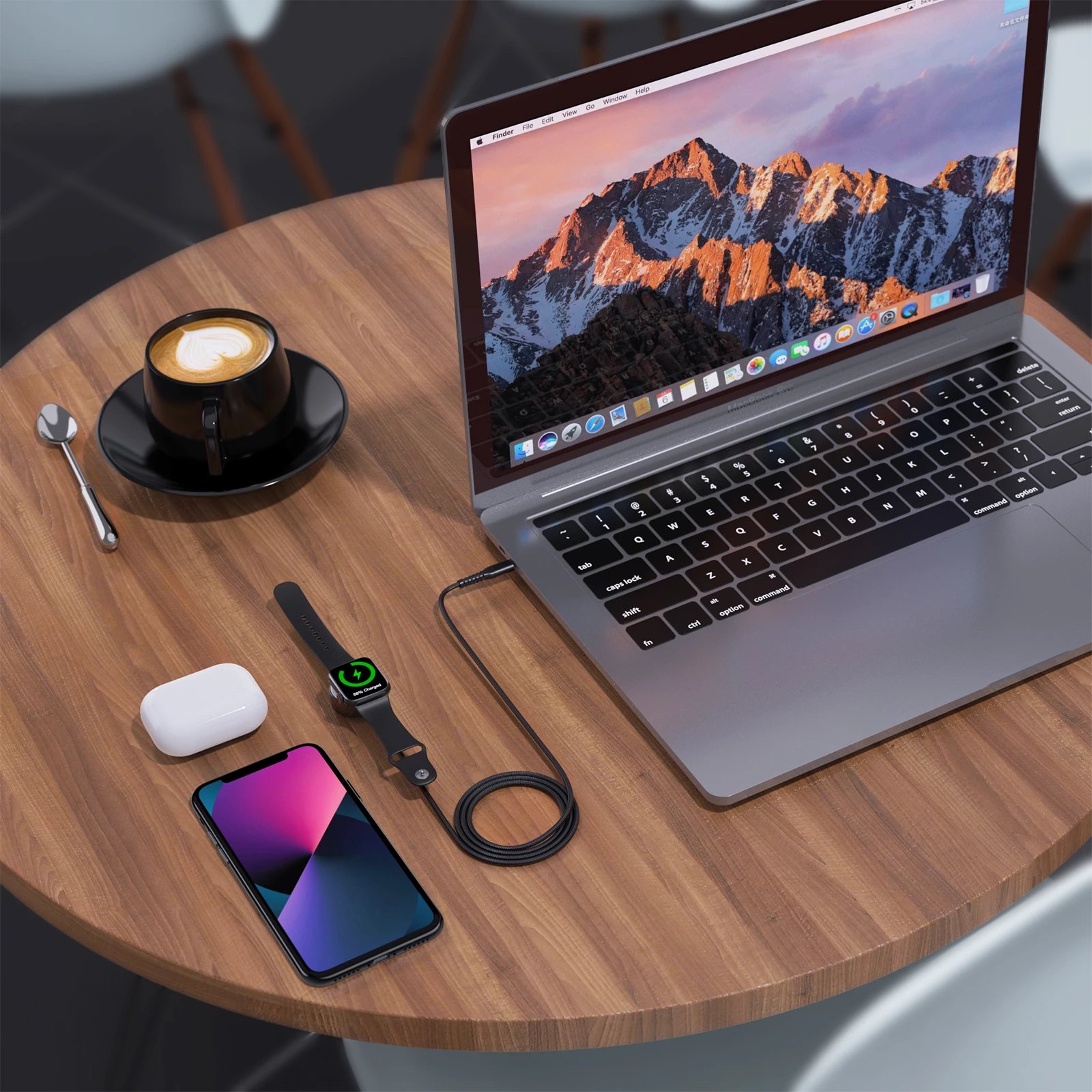 Karikues wireless Choetech T319 për Apple Watch, 5W, USB-C, i zi