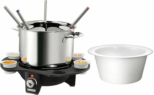 Set fondue UNOLD 48645, 8 persona, 1.5 L, i zi, argjendtë