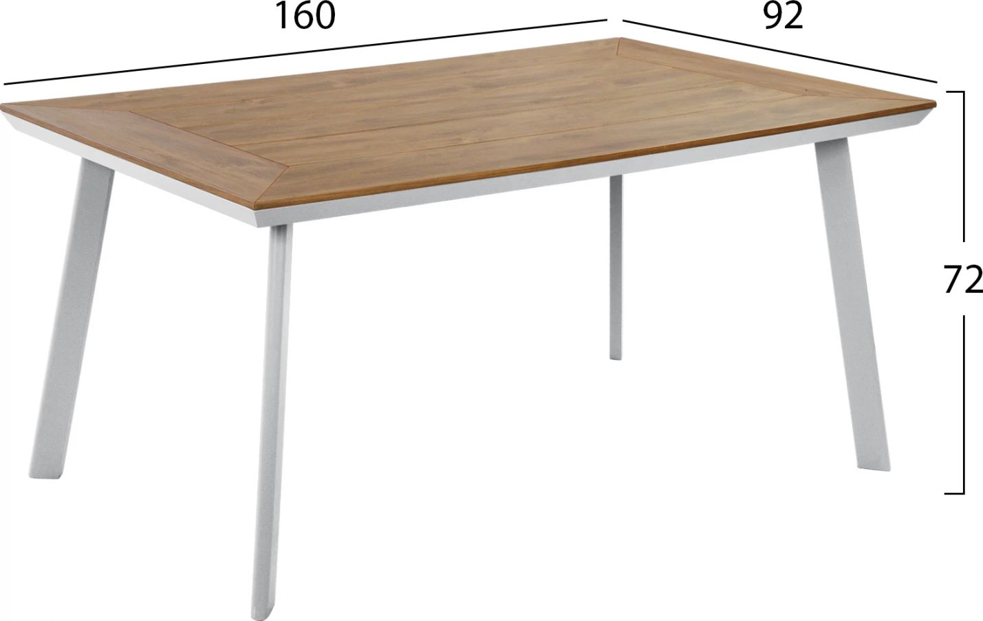 Tavolinë alumini me sipërfaqe tavoline polywood, FH5132.11, e bardhë, 160x92x72