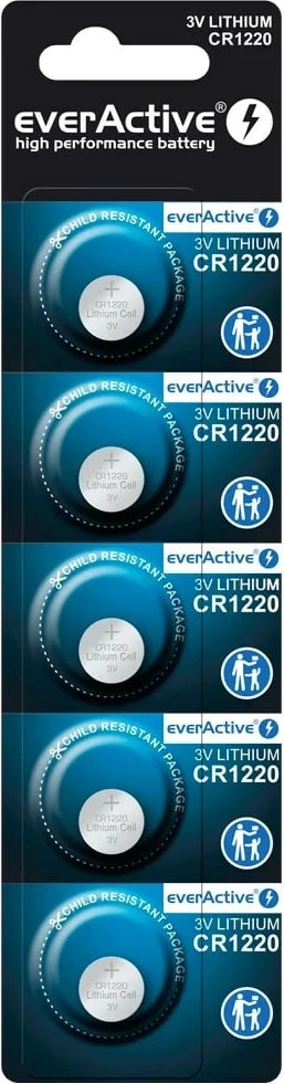 Bateri litium everActive CR1220, 40 mAh, set 5 copë