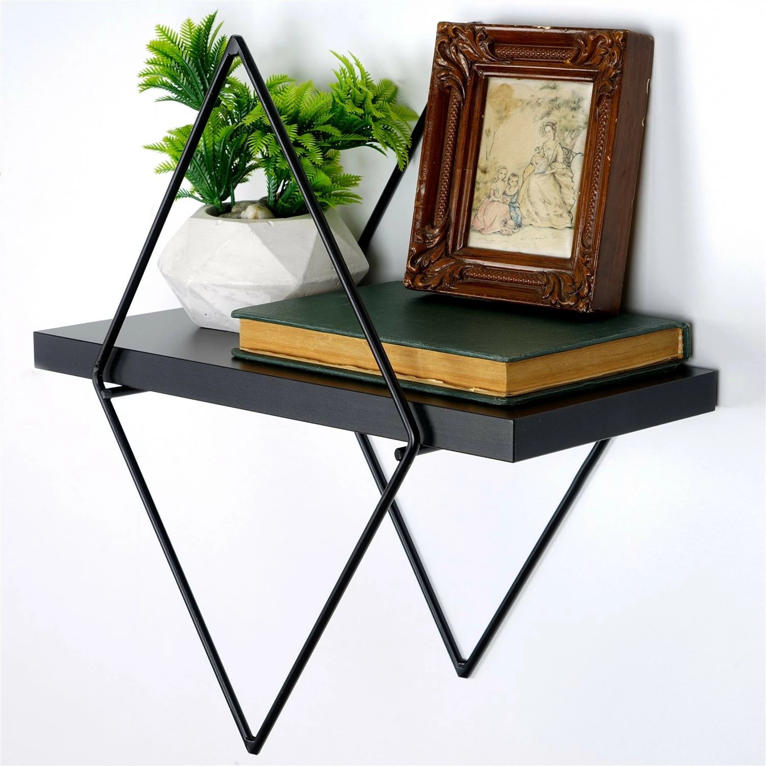 Raft dekorativ metalik për mur, Hanah Home, Wr058, 2 copë, ngjyrë e zezë