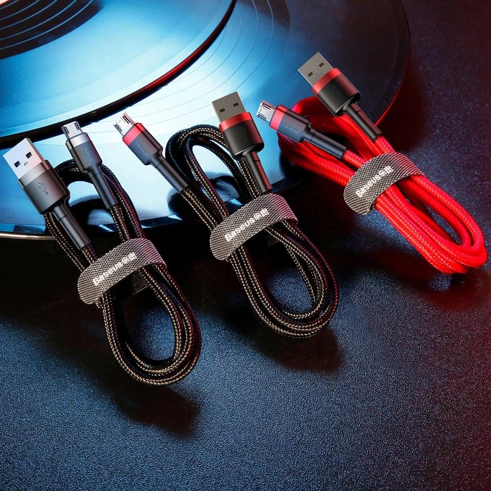 Kabllo Baseus Cafule CAMKLF-BG1, USB-A në micro USB, 1m, e zezë-gri