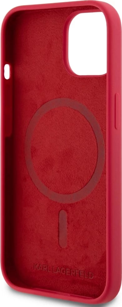 Mbështjellës Karl Lagerfeld Silicone Karl&Choupette Heads Ring MagSafe për iPhone 15, Kuq
