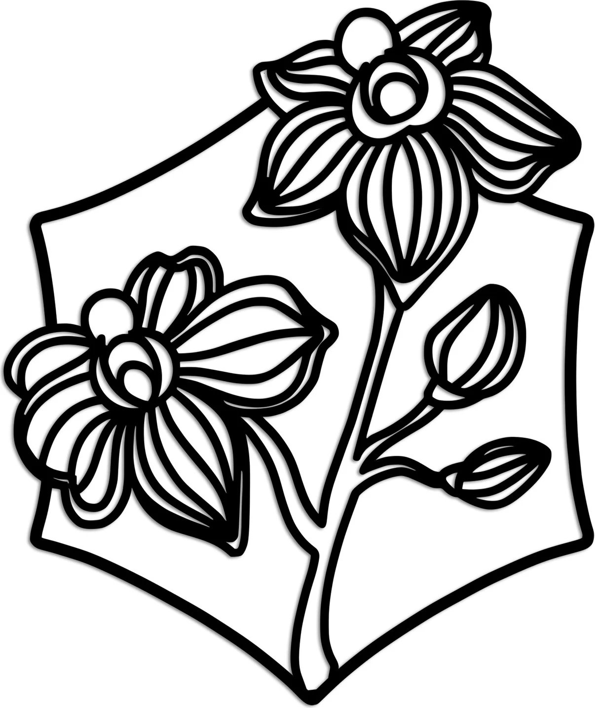 Aksesor dekorativ metalik për mur, orkide, Wallity, e zezë, M