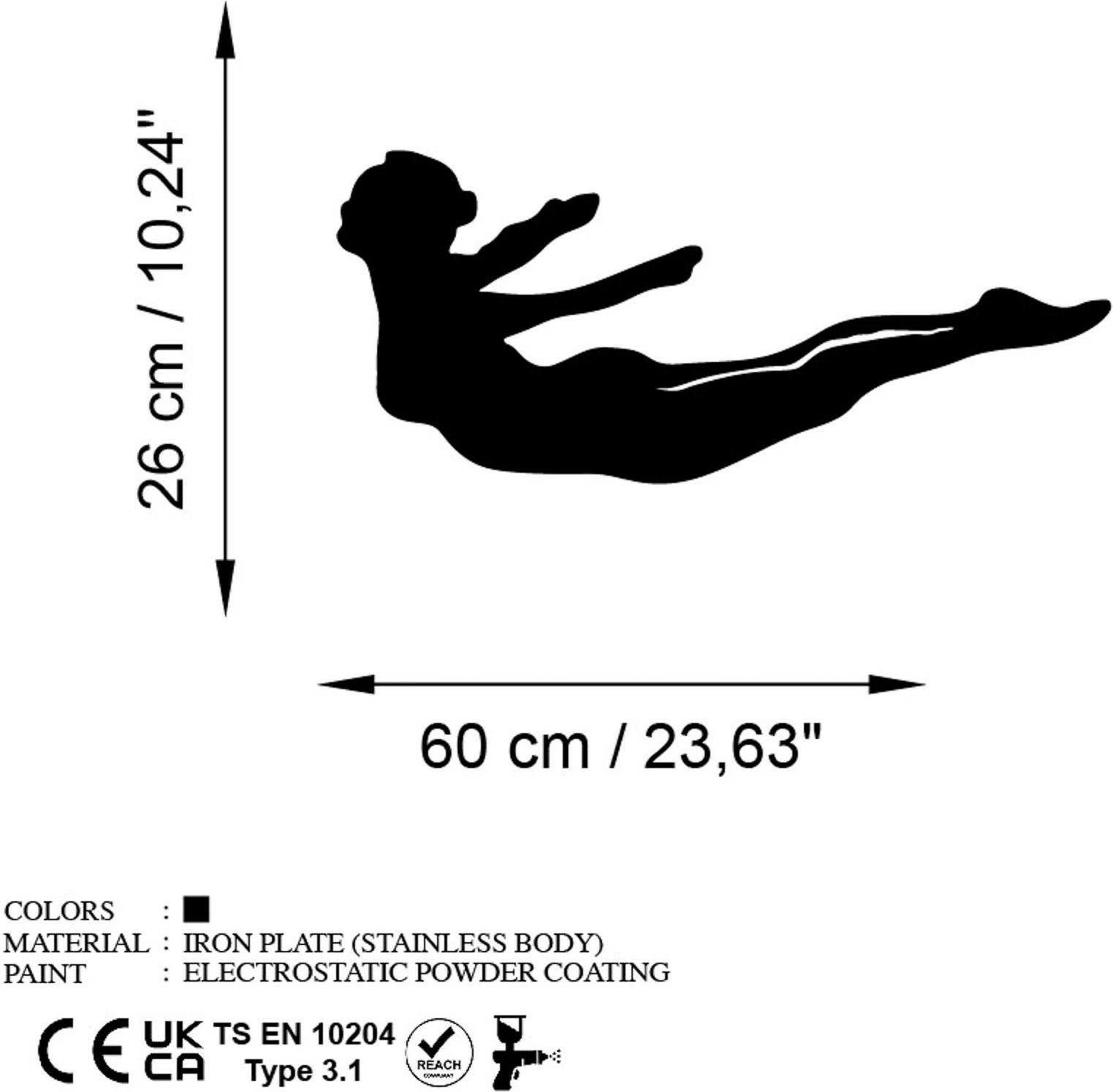 Aksesor dekorativ metalik për mur, Wallity Yoga 12, ngjyrë e zezë, 60x26cm