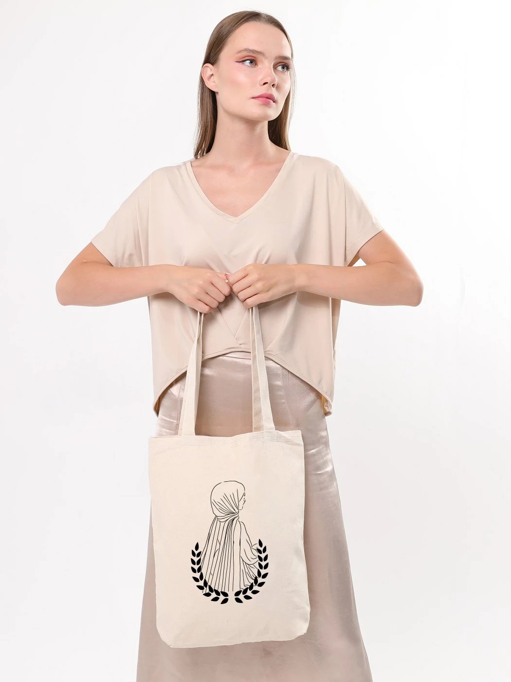 Çantë tote Zoozie Bags, krem, 35x40x8cm