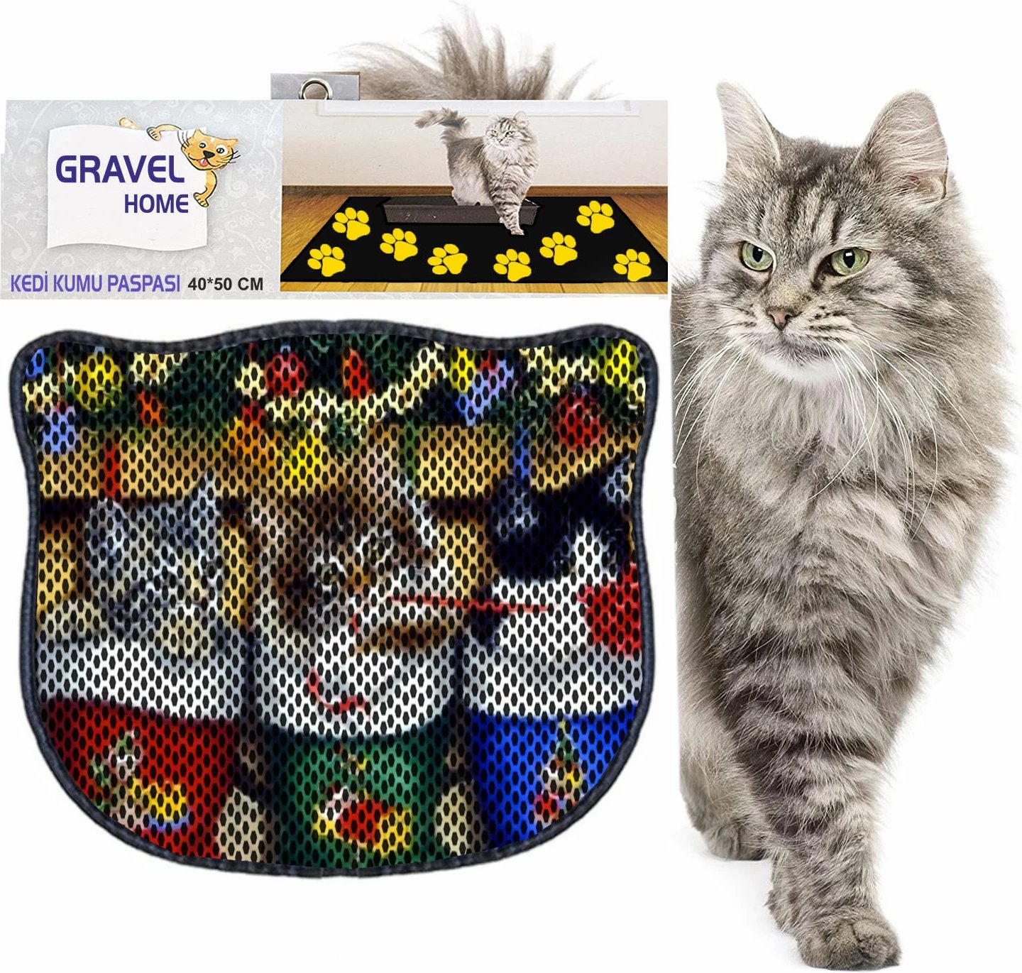 Tapet për rërë mace, shumëngjyrësh, Paws & Whiskers, Kdkafa0178, 40x50cm