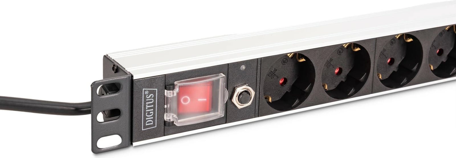 Prizë rack Digitus 8-porte 19 inch, 2m, alumini, e zezë