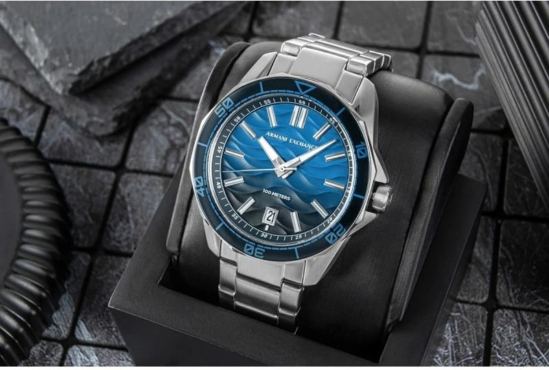 Orë dore për meshkuj Armani Exchange, argjend