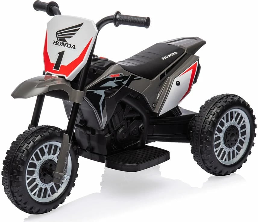 Moto elektrike fëmijësh, Milly Mally Honda CRF 450R, 6V 4.5Ah 30W, shpejtësi 2.5-3 km/h, ngarkesa 25 kg, gri