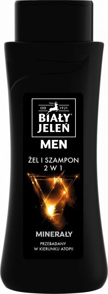 Shampon dhe xhel për trup 2-në-1 për meshkuj Biały Jeleń Hypoallergenic me minerale, 300ml