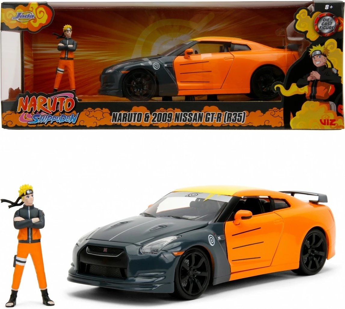 Makine lodër Jada Toys Naruto Shippuden Nissan GT-R 1:24 me figurë Naruto, portokalli/zezë Makine lodër Jada Toys Naruto Shippuden Nissan GT-R 1:24 me figurë Naruto, portokalli/zezë