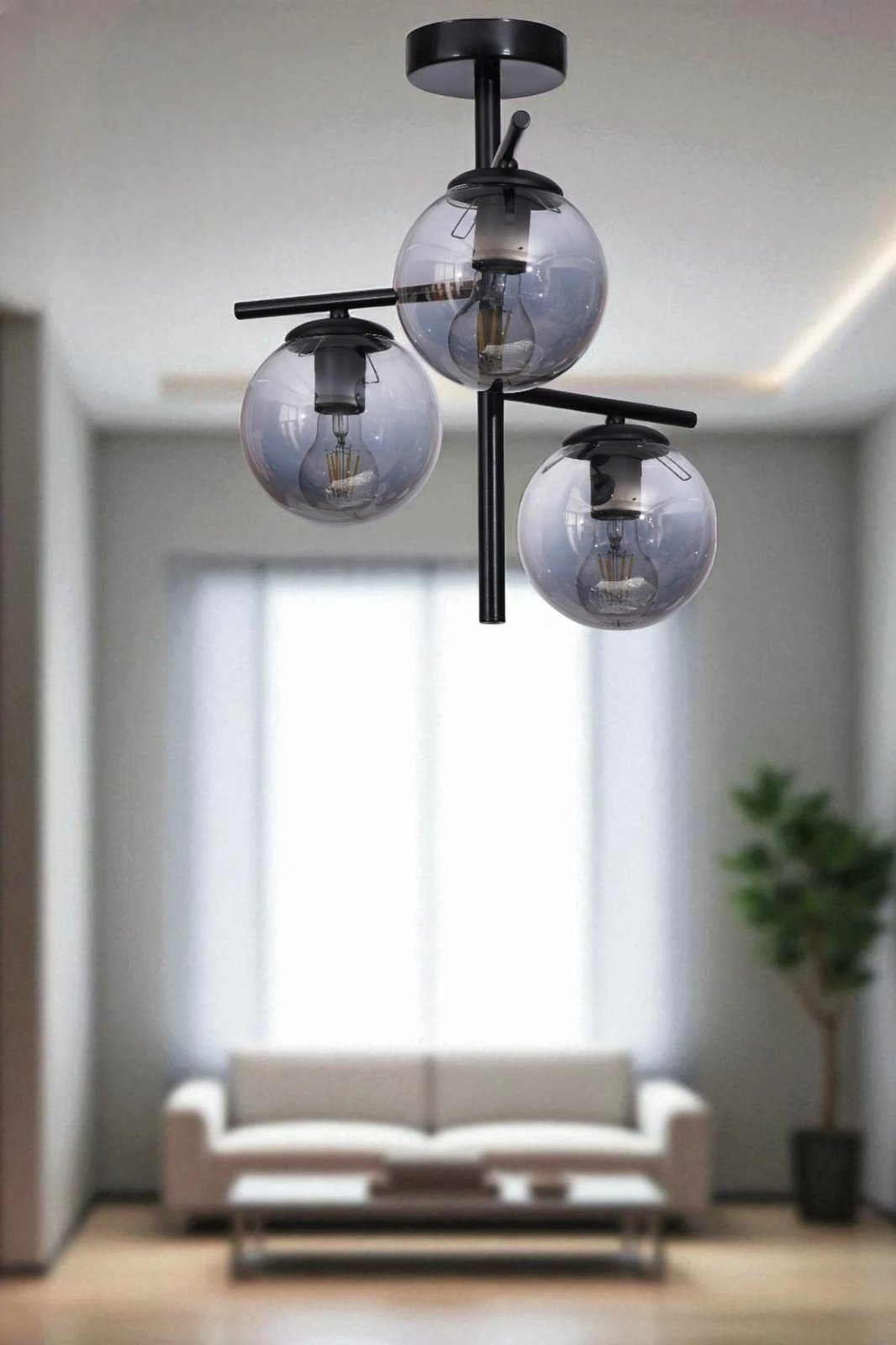 Llambë tavani Opviq, 9008-2, metal dhe xham, gri/zi