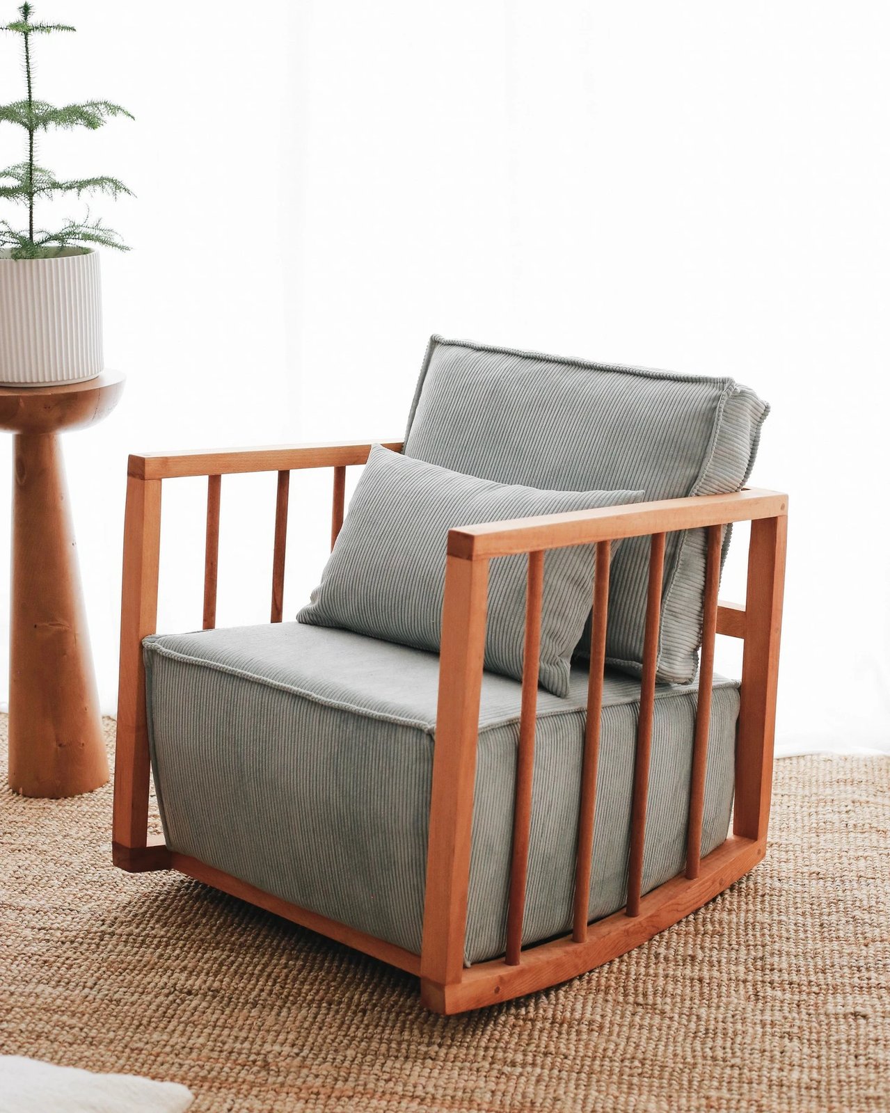 Karrige sallon me krahë, stof Babyface, ngjyrë kaltër, sallanan