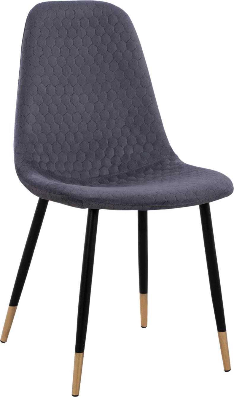 Karrige Lucille FH8552.01 prej kadifeje gri dhe kornizë metalike 45x56x81cm, set prej 4 copash