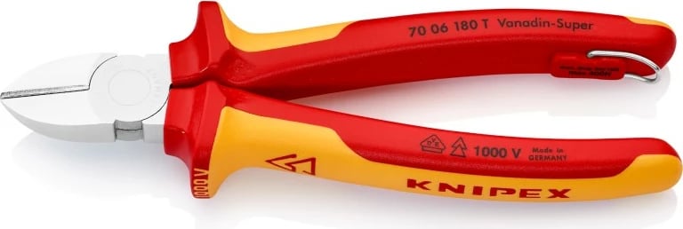 Knaqeza Knipex 70 06 180 T, 180mm, dorezë plastike, ngjyrë portokalli/kuqe